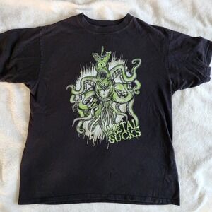 VTG Y2K Anvil Metal Sucks Metal Grunge Band T Shirt Mens Medium